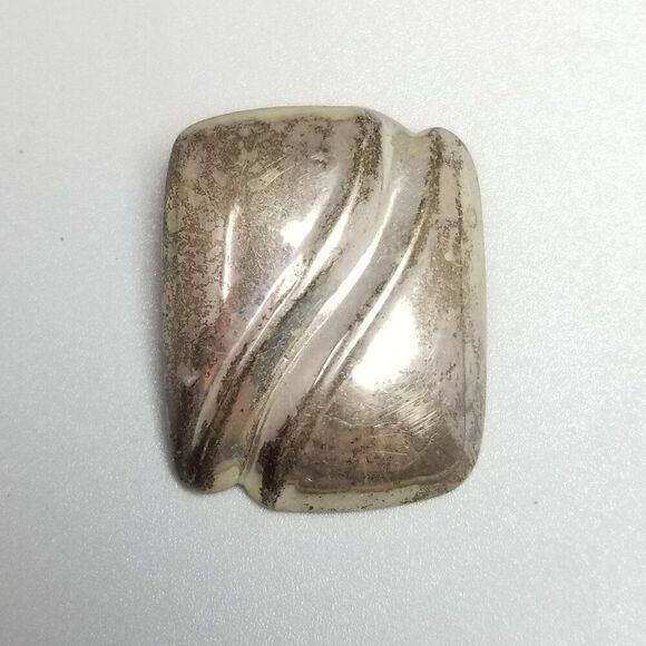 Vintage Sterling Silver Pendant, Puffy Wavy Rectangle, 925 Estate - Picture 2 of 8